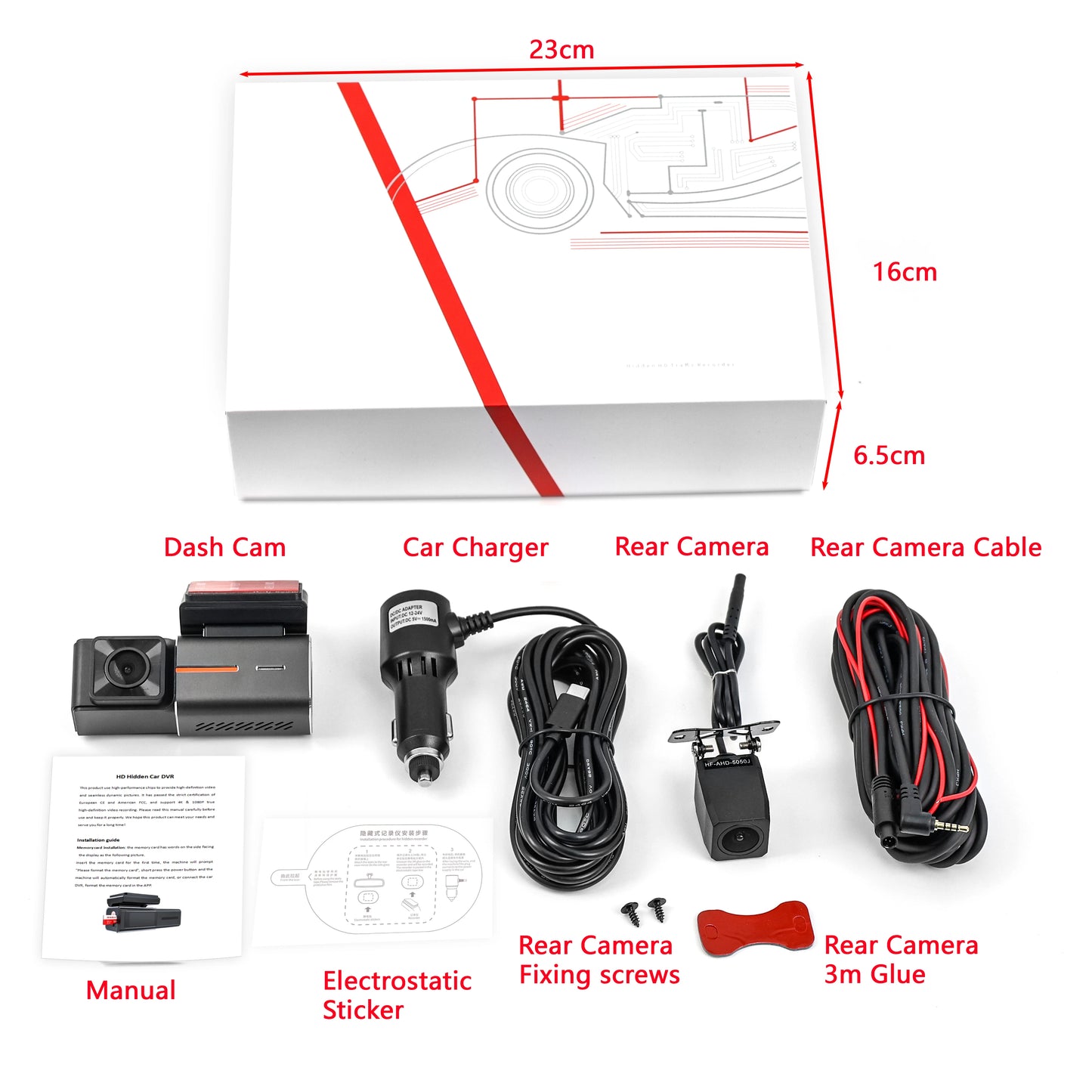 Carlover 4K Dual Lens WiFi Dash Cam – Front & Rear DVR, Waterproof, Night Vision