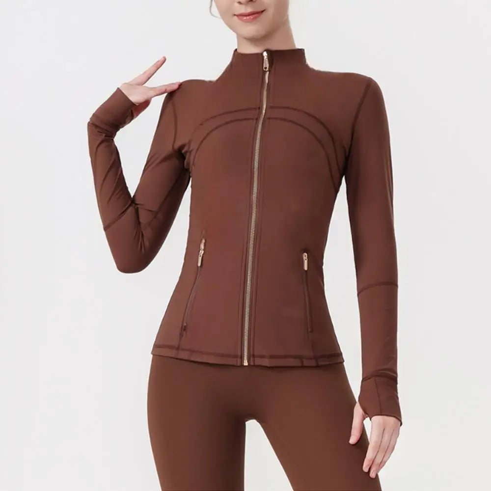 2‑Piece Women’s Yoga Set Zipper Jacket and Pants Outdoor Fitness Suit