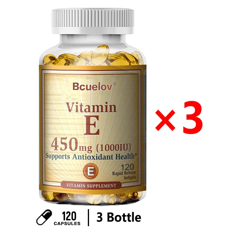 Bcuelov Vitamin E Capsules – Daily Antioxidant Support for Skin & Immunity (30–120 Ct)