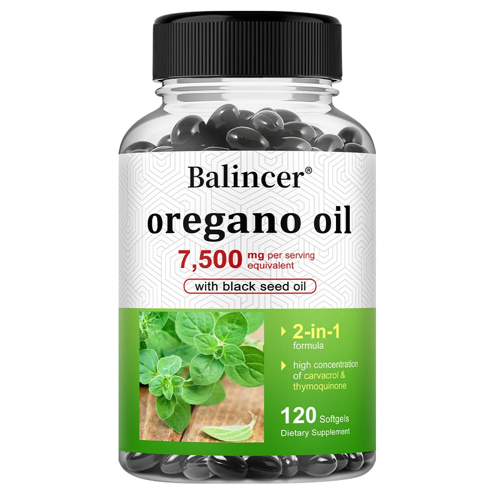Balincer Oregano Oil Complex – 7500mg Herbal Support with Black Seed Oil (30–120 Ct)