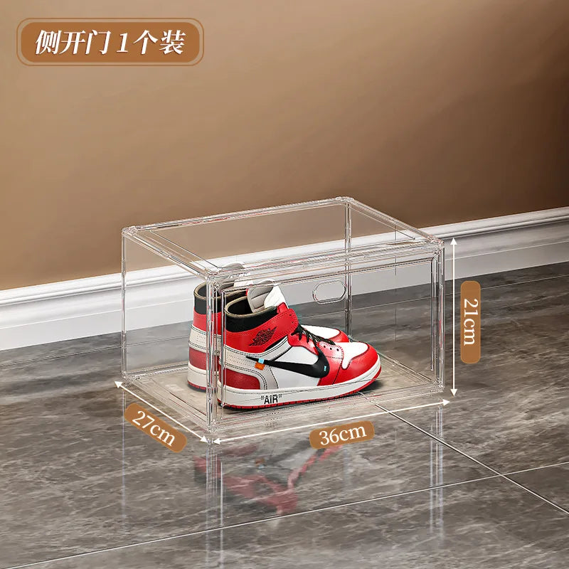 High Transparency PET Sports Shoe Storage Box - Stackable Clear Acrylic Shoe Storage Box Display Cabinet