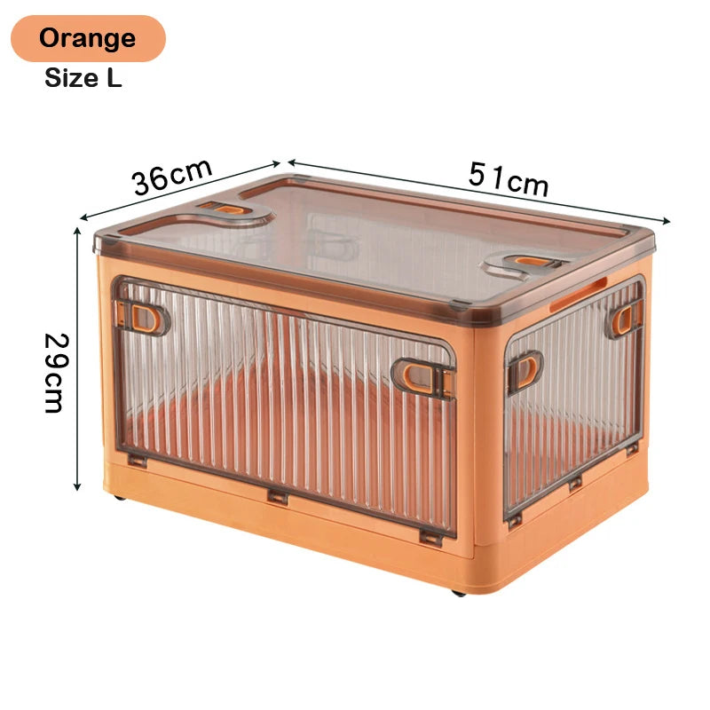 60L Foldable Plastic Storage Box - Glossy Organizer for Clothes, Books & Camping Gear