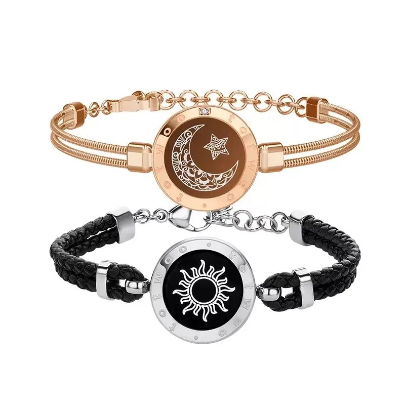 TOTWOO Long Distance Touch Bracelets for Couples ,Light up&Vibration Relationship Gifts for Lovers Smart Jewelry Love Bracelets