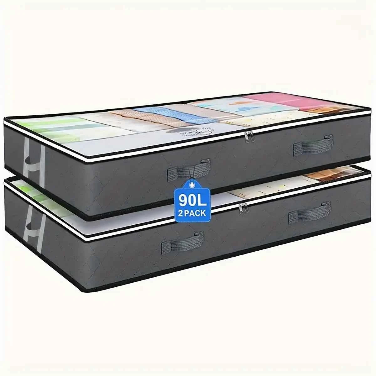 Under Bed Storage Containers Ample Quilt Storage, Dustproof, Space Saving, Convenient Under Bed Solution Closet Organization