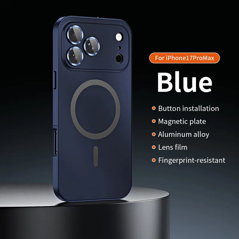 For iPhone Air / 17 Pro Max Magnetic Alloy Snap Case with Lens Ring Film