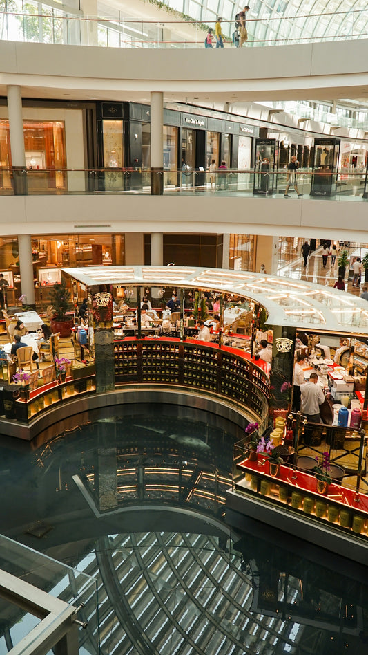 a shopping mall filled with lots of people