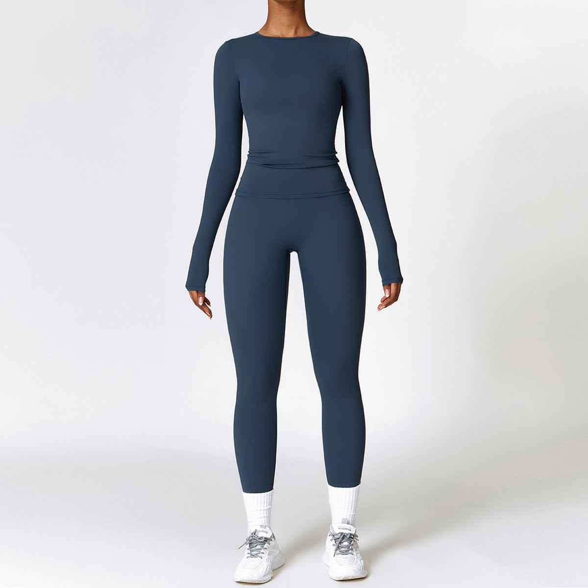Women’s Brushed Yoga Set – Quick‑Dry Tight‑Fit Long Sleeve Top & High‑Waist Leggings
