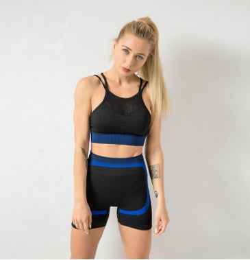 Women’s 2‑Piece Yoga Set – Seamless Sports Bra & High‑Waist Shorts/Gym Outfit
