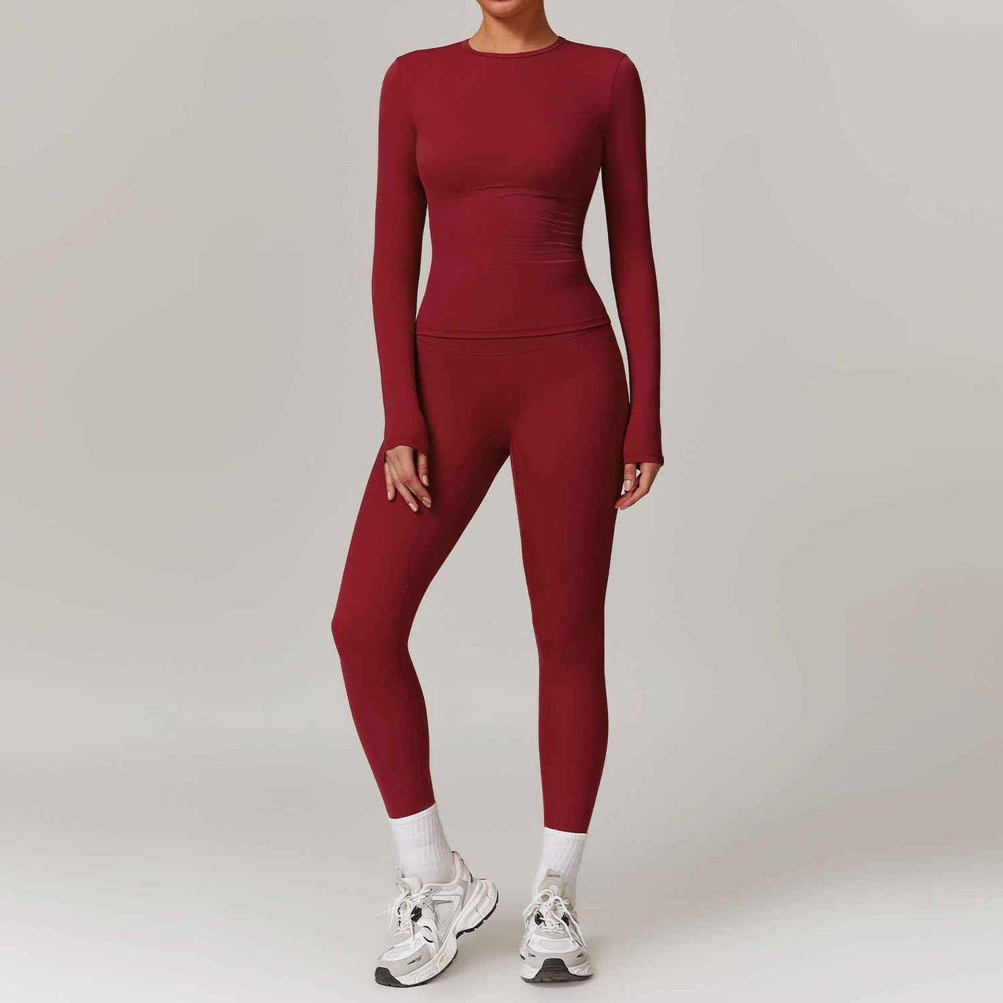 Women’s Brushed Yoga Set – Quick‑Dry Tight‑Fit Long Sleeve Top & High‑Waist Leggings