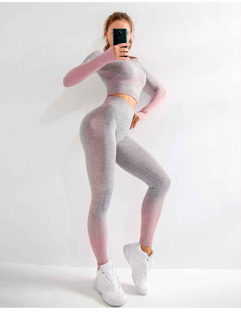 LANTECH Women’s Seamless Yoga Set – 2‑Piece Fitness Outfit with Sports Top & Leggings