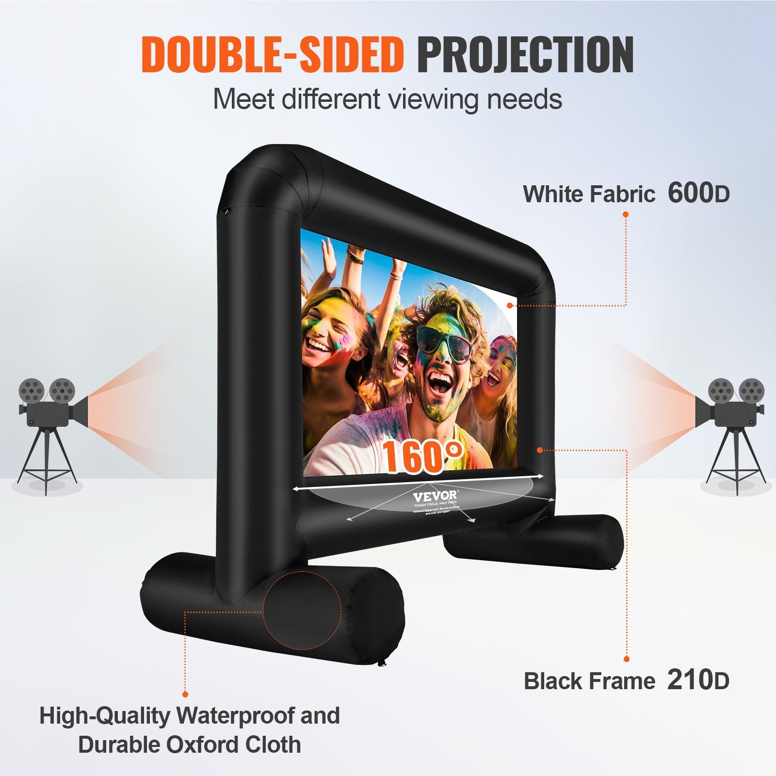 VEVOR 14FT Inflatable Movie Screen for Outdoor Projector with Blower and Carry Bag