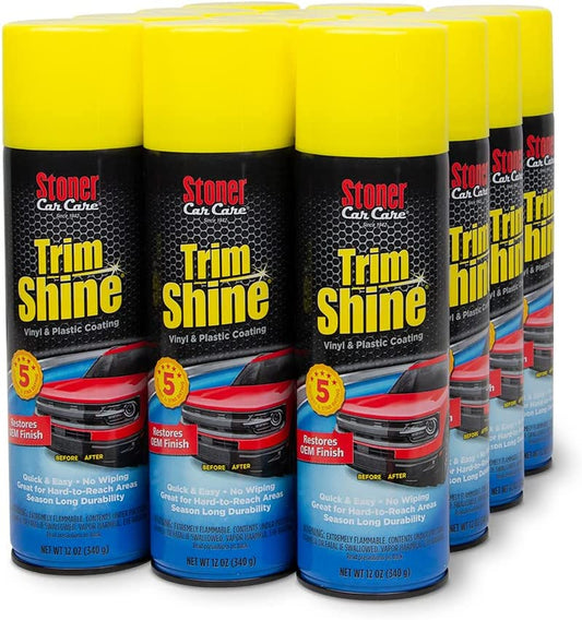 Trim Shine Vinyl & Plastic Protectant – Fast‑Drying No‑Sling Formula, 12oz (12‑Pack)