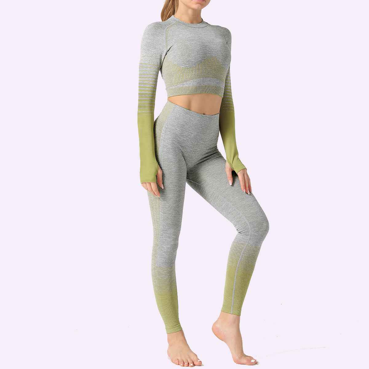 LANTECH Women’s Seamless Yoga Set – 2‑Piece Fitness Outfit with Sports Top & Leggings