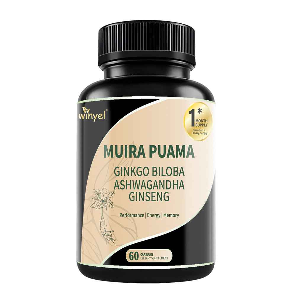 Herbal Energy & Wellness Blend – Muira Puama, Ginseng, Ashwagandha, Ginkgo & Tribulus  60 Capsules