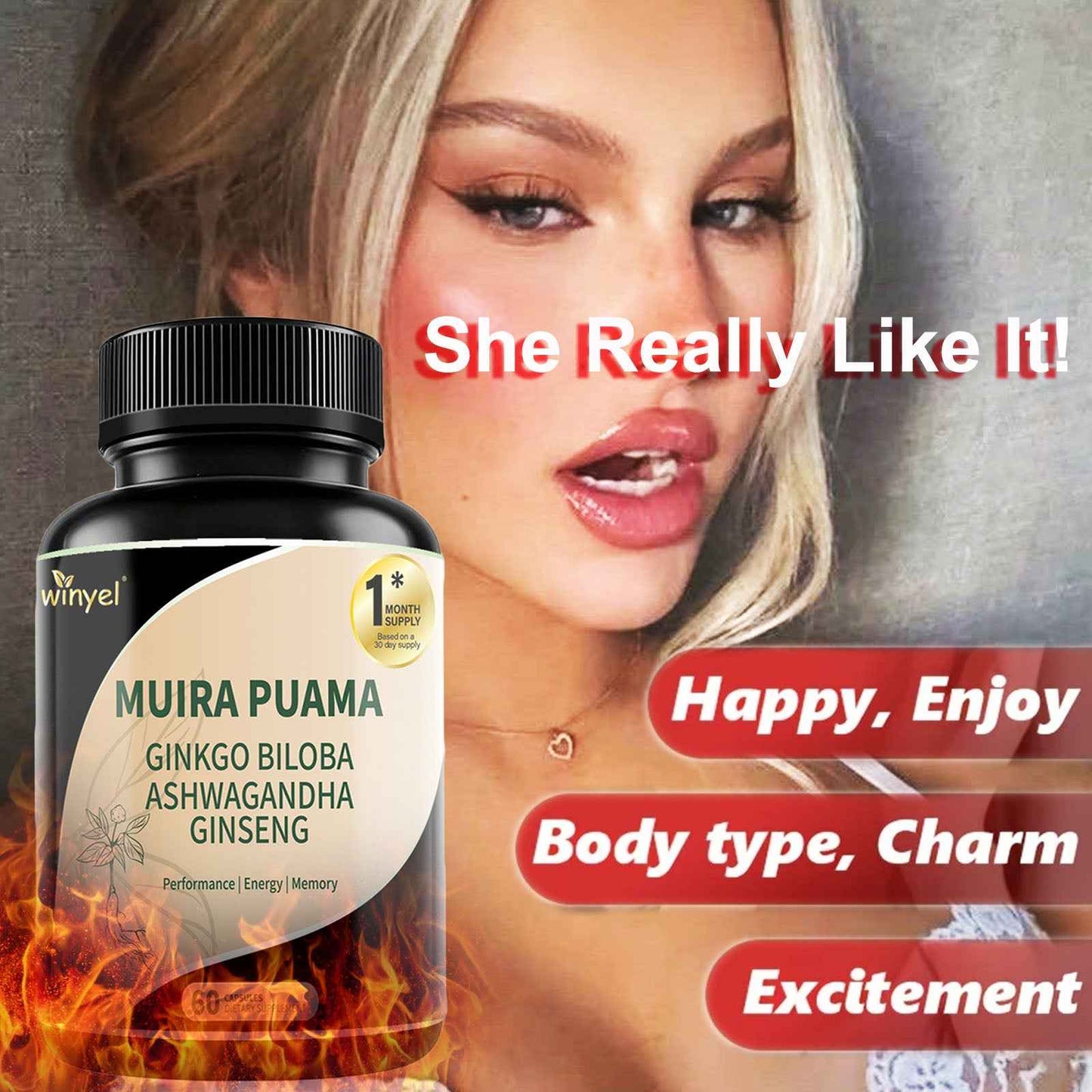 Herbal Energy & Wellness Blend – Muira Puama, Ginseng, Ashwagandha, Ginkgo & Tribulus  60 Capsules