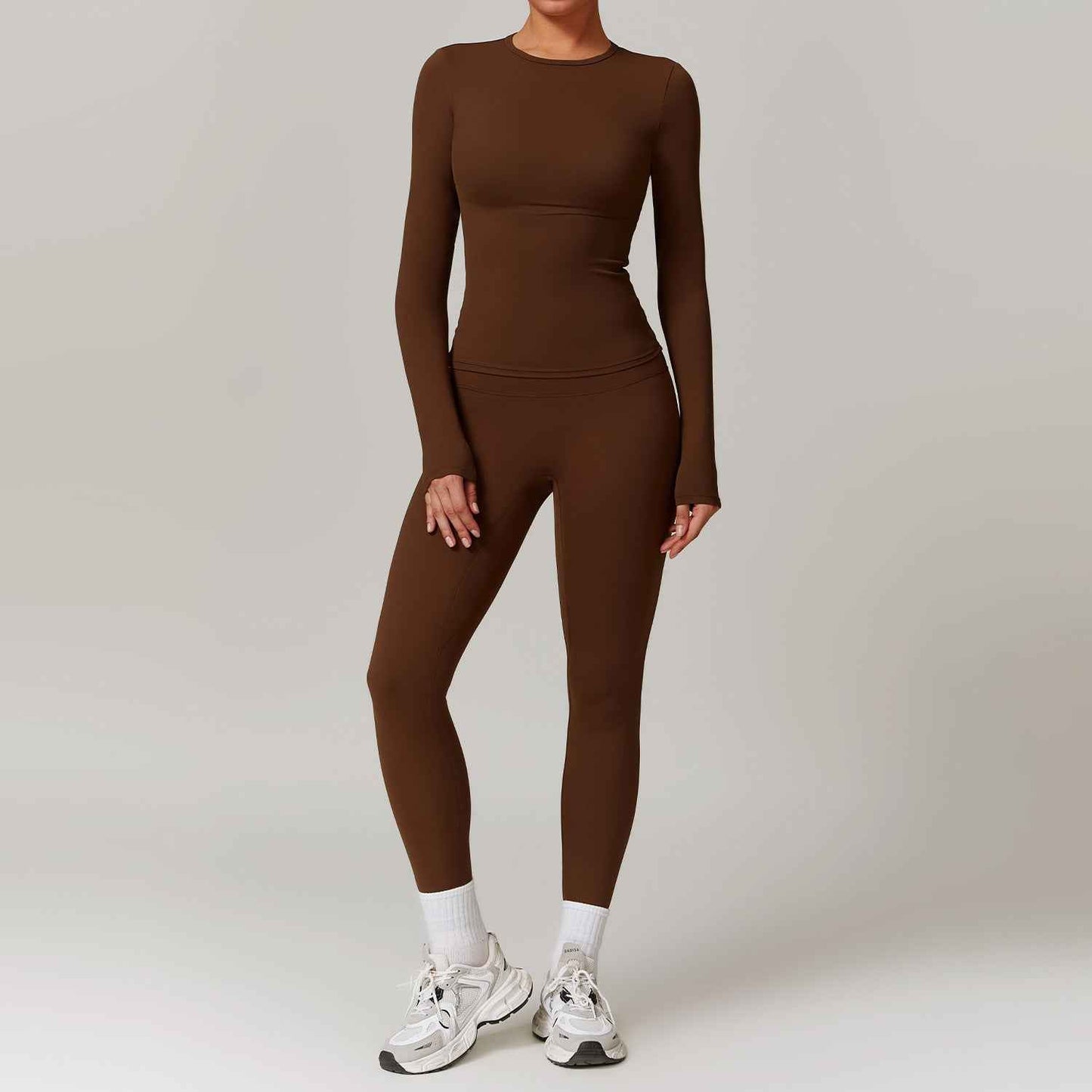 Women’s Brushed Yoga Set – Quick‑Dry Tight‑Fit Long Sleeve Top & High‑Waist Leggings
