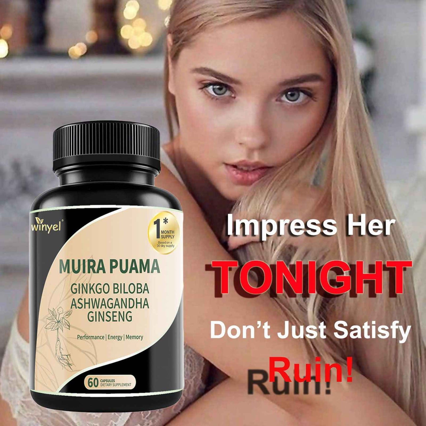 Herbal Energy & Wellness Blend – Muira Puama, Ginseng, Ashwagandha, Ginkgo & Tribulus  60 Capsules