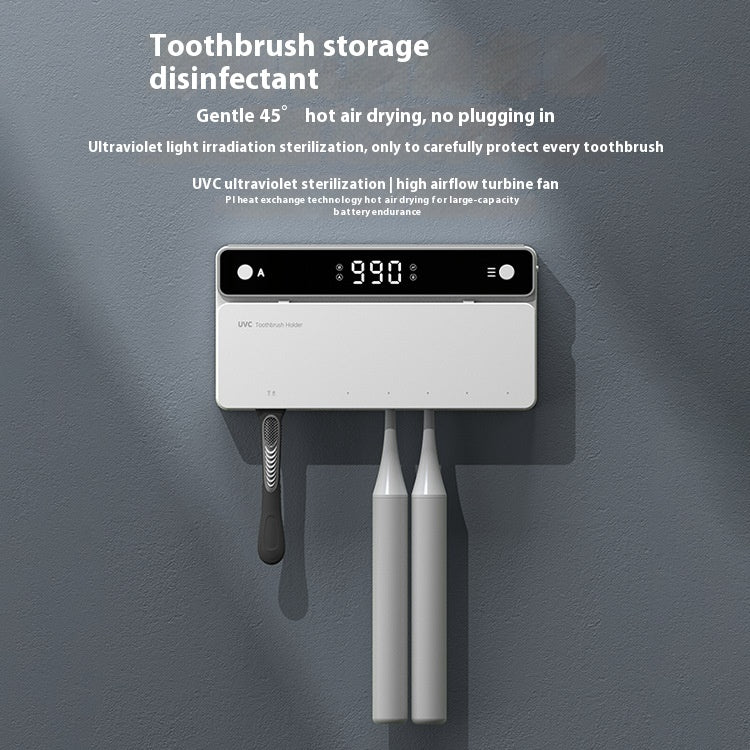 UV Toothbrush Sterilizer with Auto Drying – Wall-Mounted, USB Rechargeable, 99.99% Bacteria Elimination