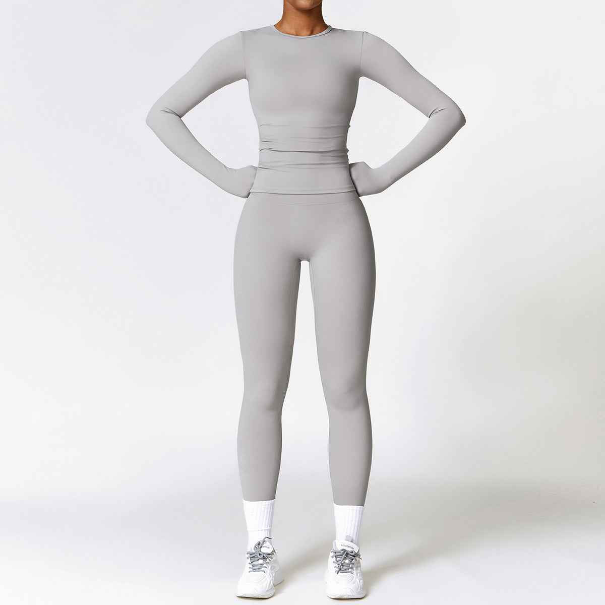 Women’s Brushed Yoga Set – Quick‑Dry Tight‑Fit Long Sleeve Top & High‑Waist Leggings