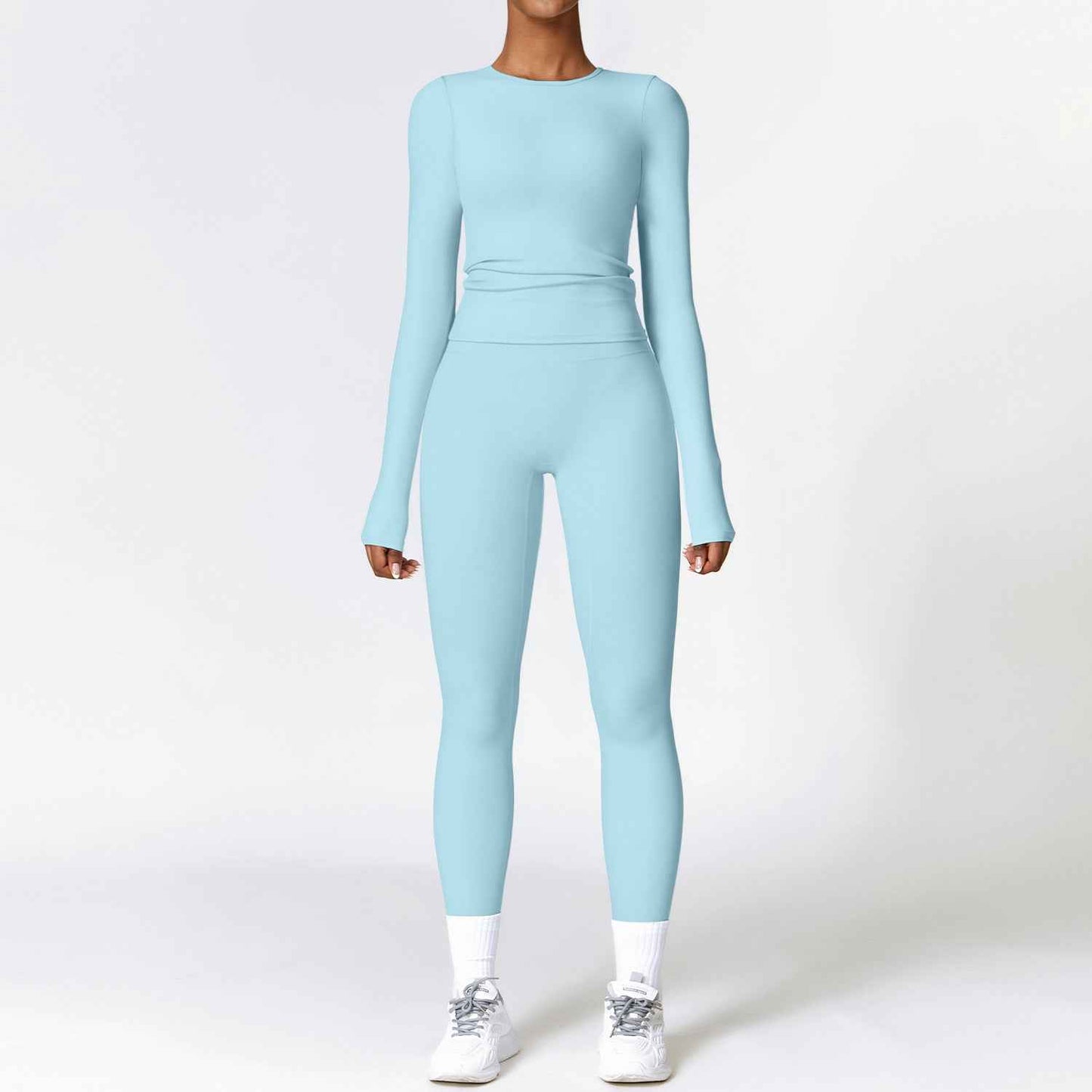 Women’s Brushed Yoga Set – Quick‑Dry Tight‑Fit Long Sleeve Top & High‑Waist Leggings