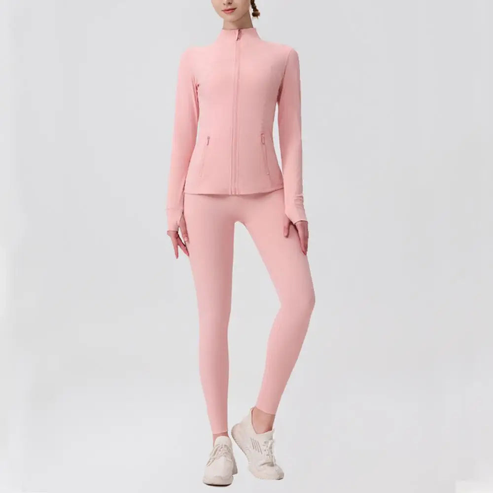 Slimming Women’s Yoga Set with Fitness Jacket and Pants 2‑Piece Outfit
