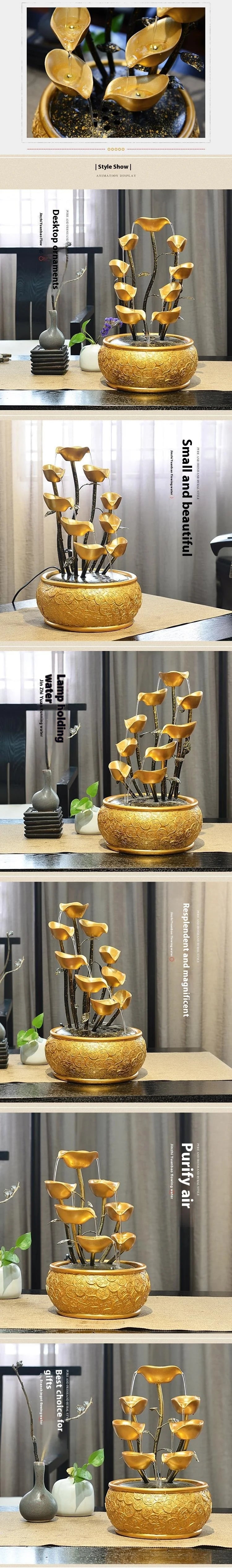 Feng Shui Water Flowing Desk Decoration Atmospheric Wealth-Making Office Bar Ornaments Opening Gifts Wheel for Home Decor