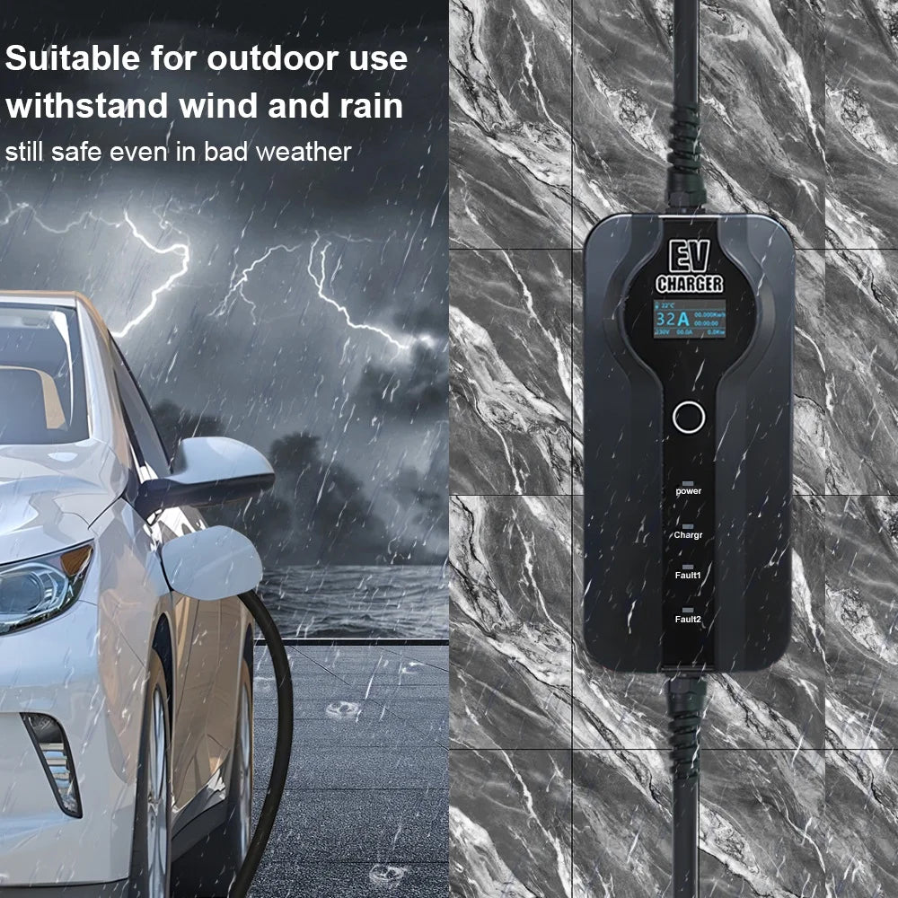 TOFU Portable EV Charger 3.5KW Type 2 with 5m Cable - IP65 CE ROHS Certified