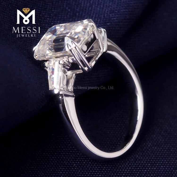 Emerald Cut Lab Diamond Ring – 14K/18K White Gold – Women's Wedding Jewelry