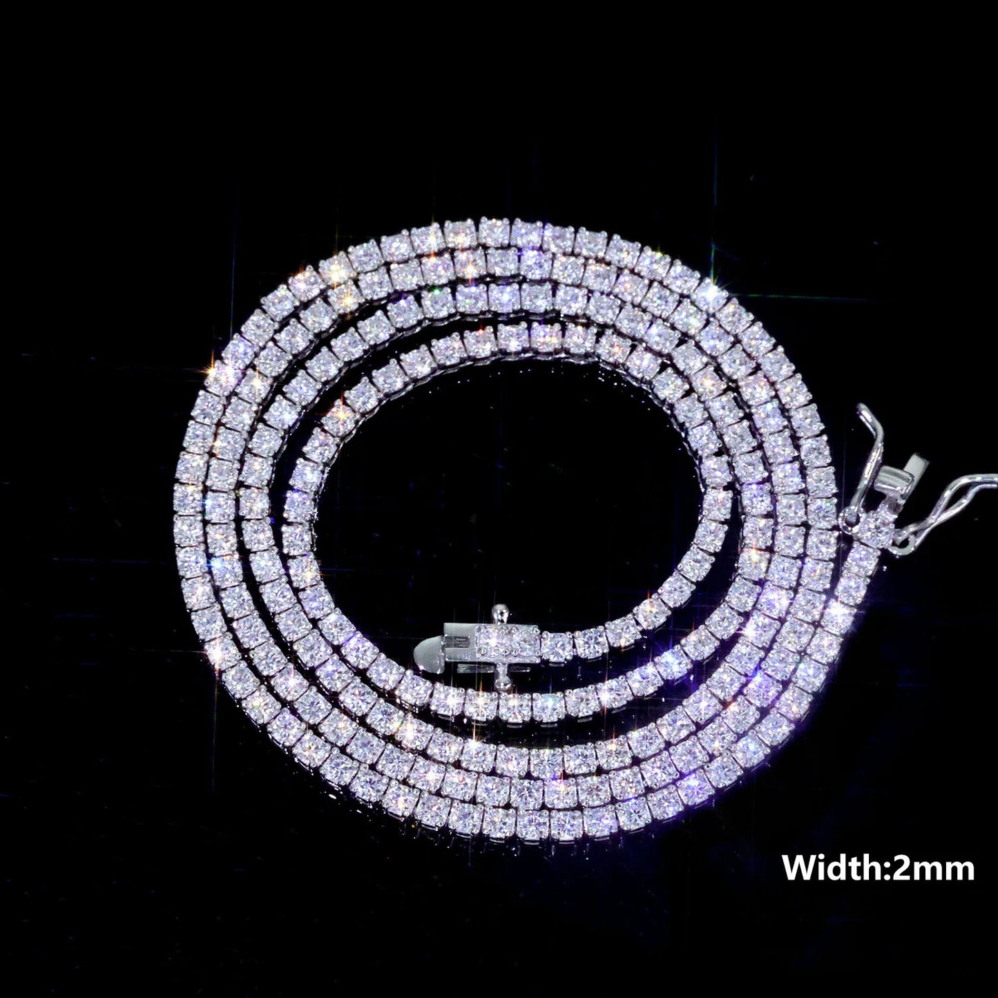 NUOYA Hip Hop Jewelry 925 Silver VVS Moissanite Tennis Chain Necklace
