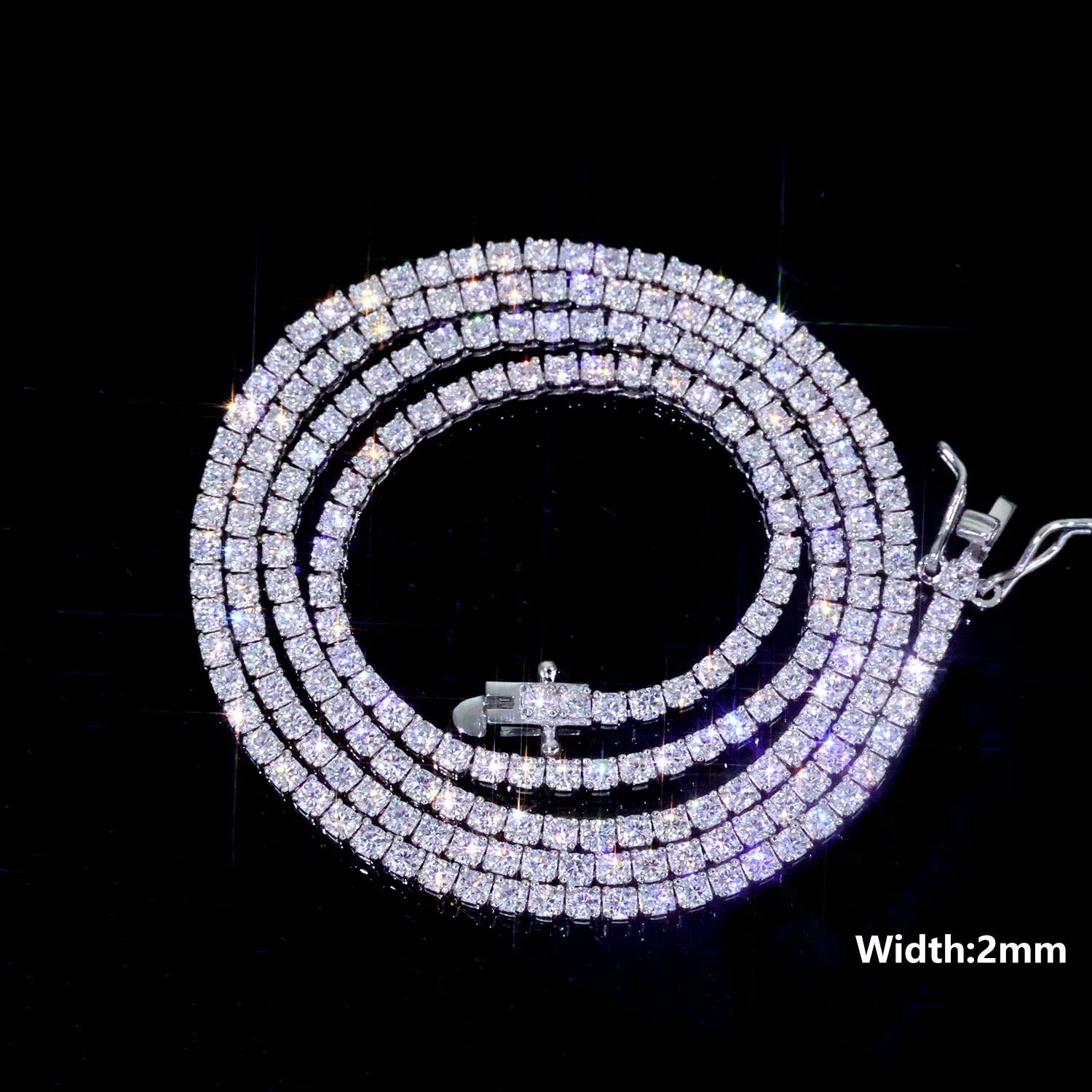 NUOYA Hip Hop Jewelry 925 Silver VVS Moissanite Tennis Chain Necklace