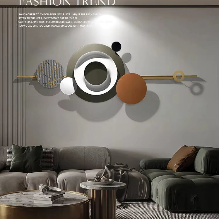 Creative Bis Size Modern Design Metal Wall Art Decoration for Home Office Decor with Light