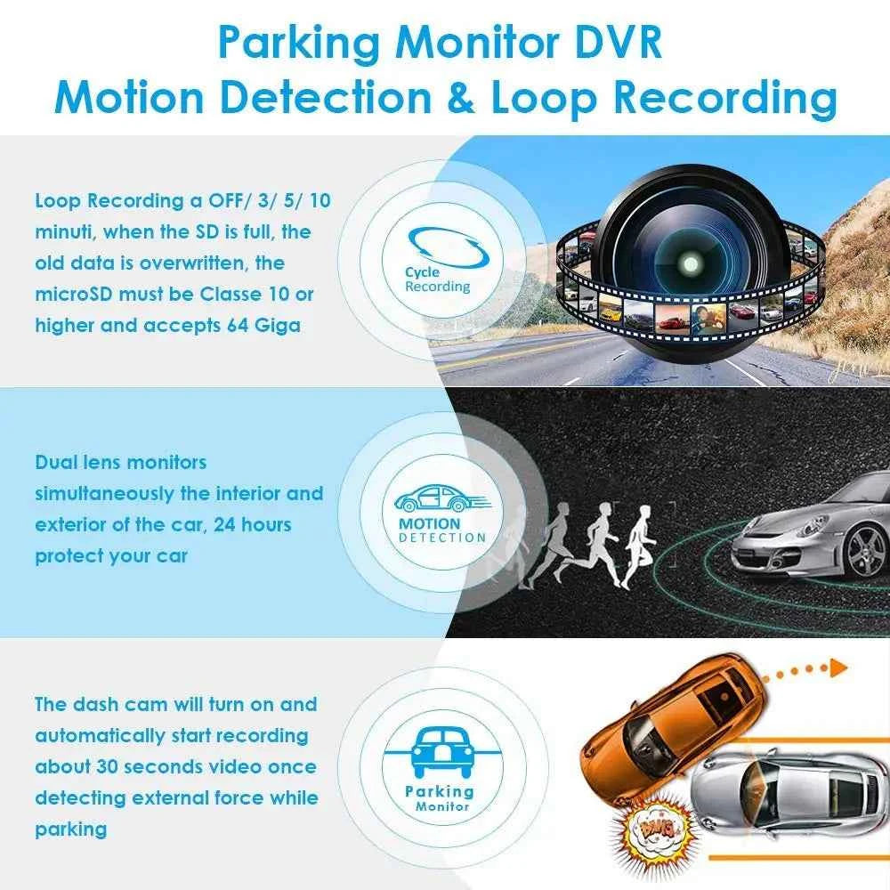 AZDOME GS63H PRO ADAS Dash Cam – 2160P/1080P, 2.4" LCD, Night Vision, WiFi, 12–24V
