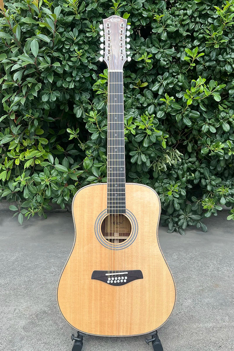 Aiersi 12-String Electric Acoustic Guitar – 41" Cutaway, Solid Spruce Top, Rosewood Body - Sidwell Sales