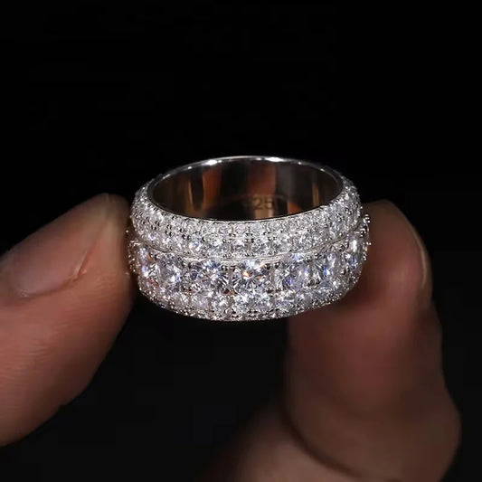 WanRun Moissanite Eternity Ring 925 Silver Unisex Luxury Hip-Hop GRA Certified