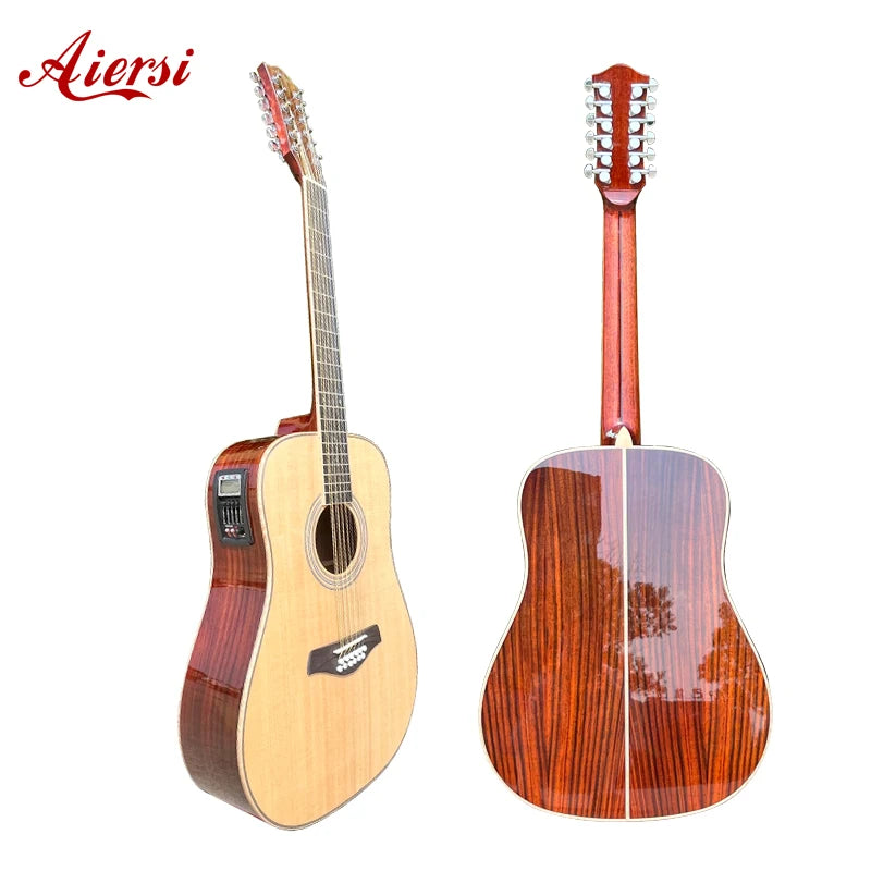 Aiersi 12-String Electric Acoustic Guitar – 41" Cutaway, Solid Spruce Top, Rosewood Body - Sidwell Sales