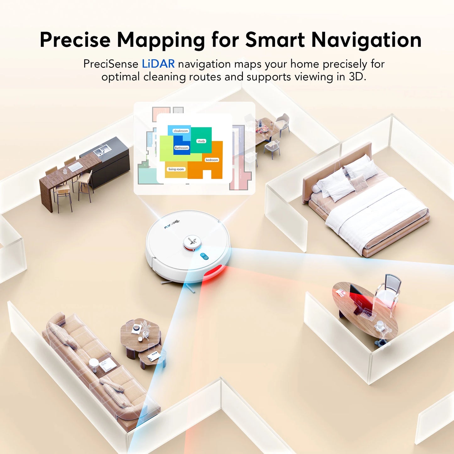 FS Robot Vacuum Cleaner - Wet & Dry, LDS Navigation, App-Controlled, 6000Pa Power