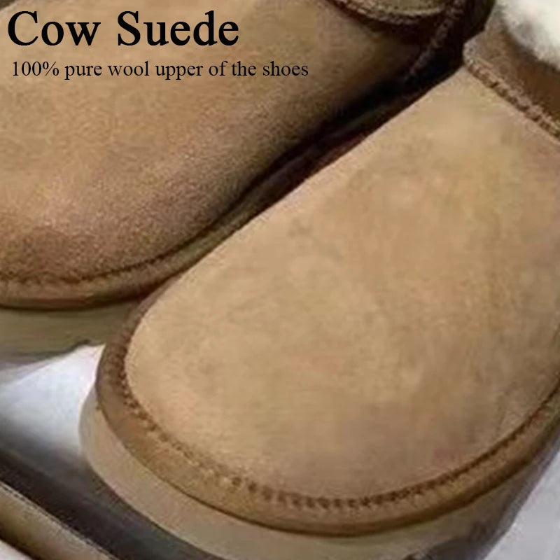 Women’s Uggs‑Style Sheepskin Cowhide Winter Boots – Non‑Slip Platform Snow Boots