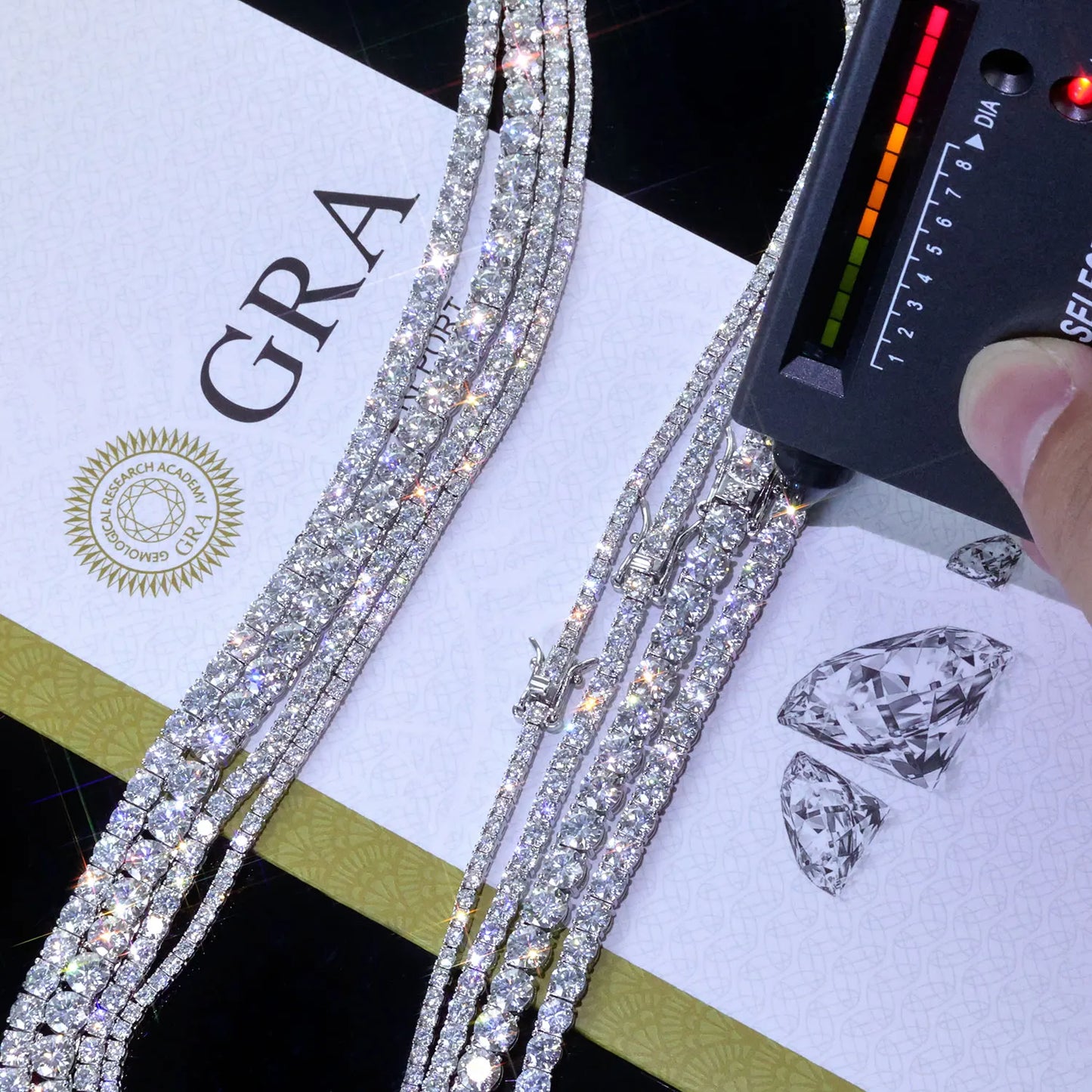 NUOYA Hip Hop Jewelry 925 Silver VVS Moissanite Tennis Chain Necklace