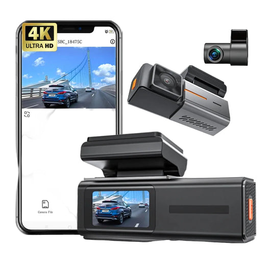 Carlover 4K Dual Lens WiFi Dash Cam – Front & Rear DVR, Waterproof, Night Vision