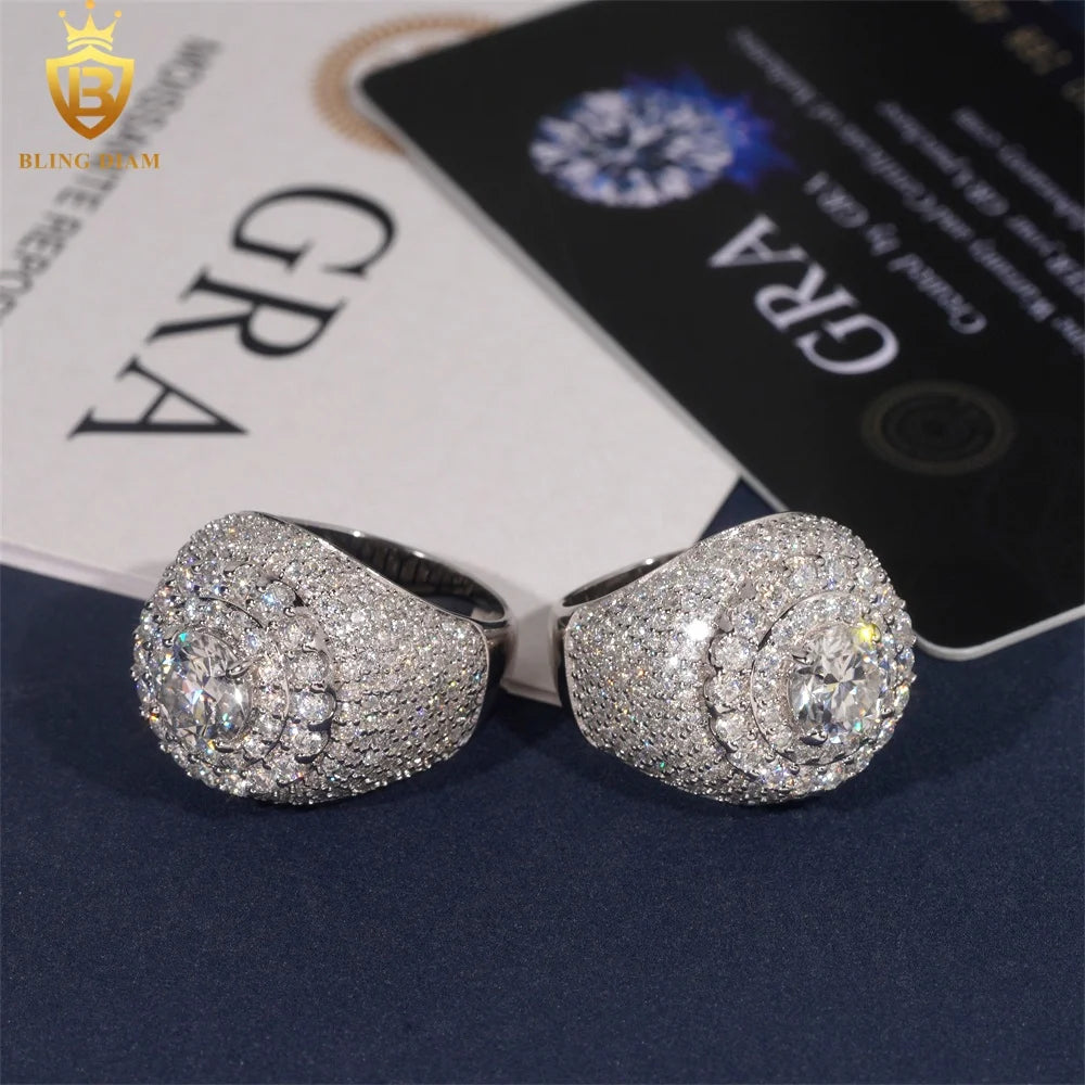Moissanite Hip Hop Ring – Iced Out – GRA Certified – Pass Diamond Tester - Sidwell Sales