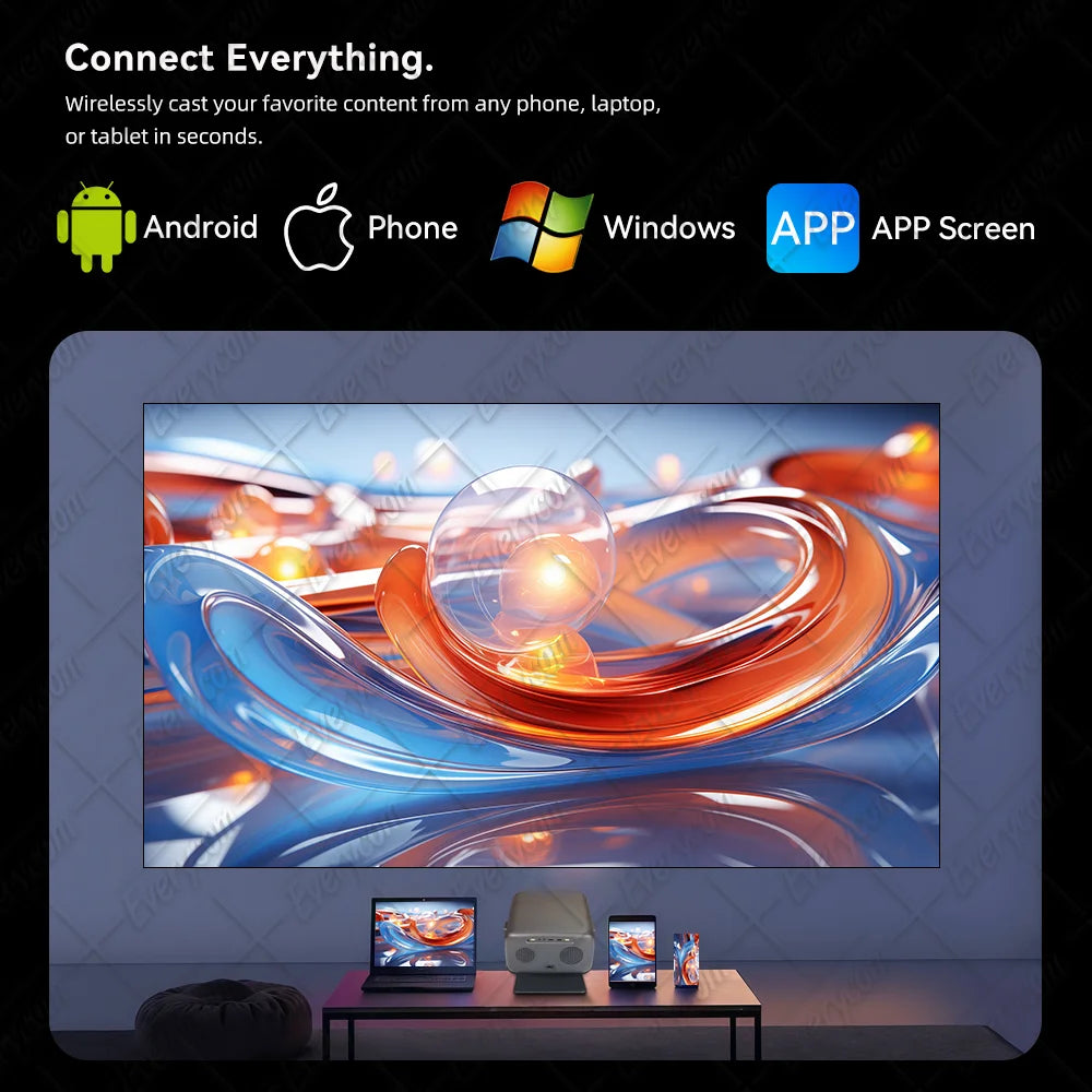 NETFLIX 4K Mini Projector - Genuine 1200ANSI 4K Full HD Home Video Projector with 360° WiFi Capability