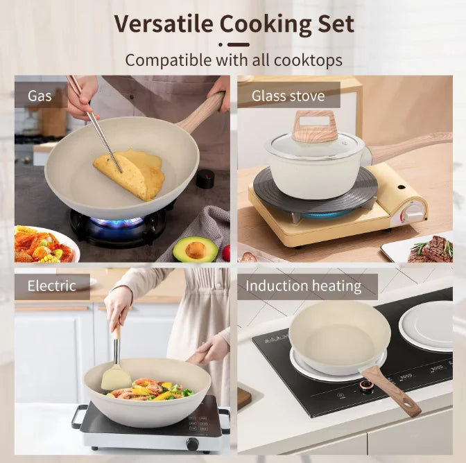 Rofee 12-Piece Modern Luxury Cookware Set – Non-Stick, Induction Compatible