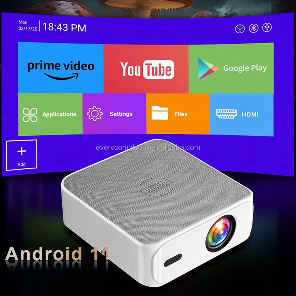 Everycom Vortex Projector 1080P – Android 11, 4K Support, No Battery