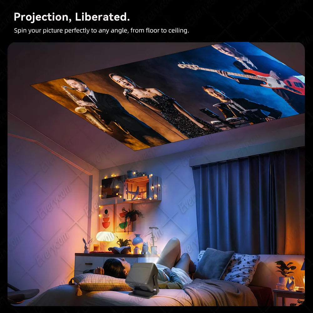 NETFLIX 4K Mini Projector - Genuine 1200ANSI 4K Full HD Home Video Projector with 360° WiFi Capability