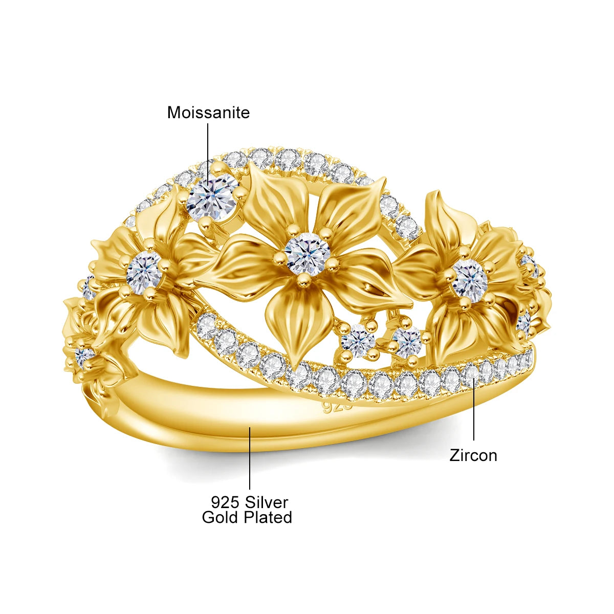 Moissanite Wedding Ring Gold in 14K/18K Yellow Gold – GRA Certified – VVS1 D Color