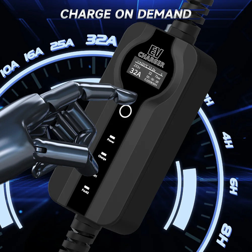 TOFU Portable EV Charger 3.5KW Type 2 with 5m Cable - IP65 CE ROHS Certified