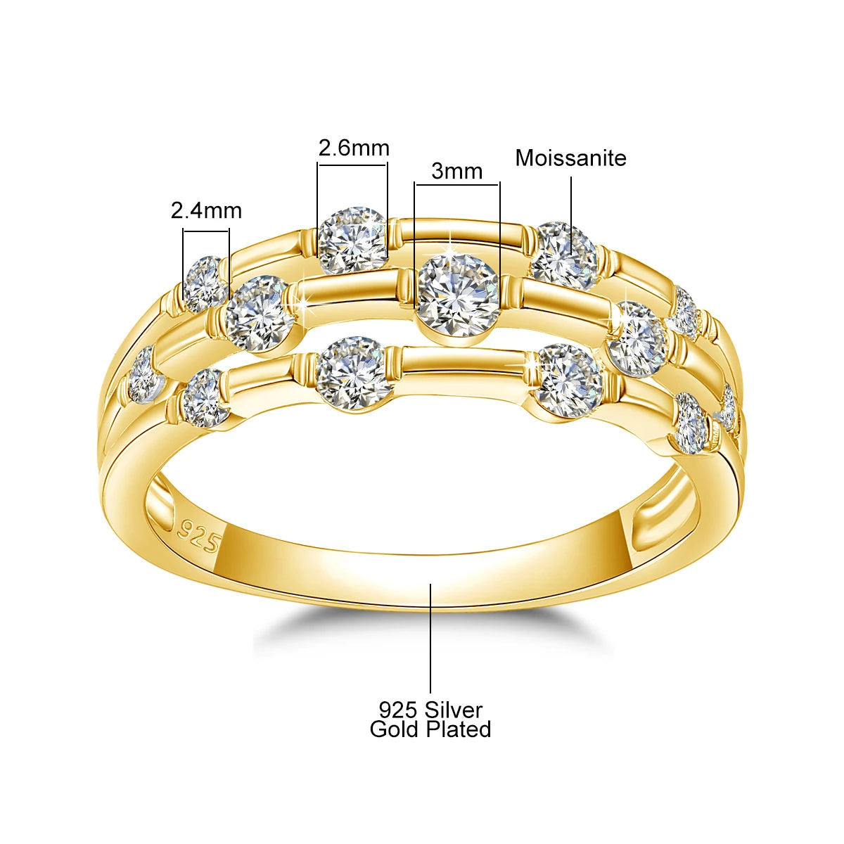 Moissanite Wedding Ring Gold in 14K/18K Yellow Gold – GRA Certified – VVS1 D Color