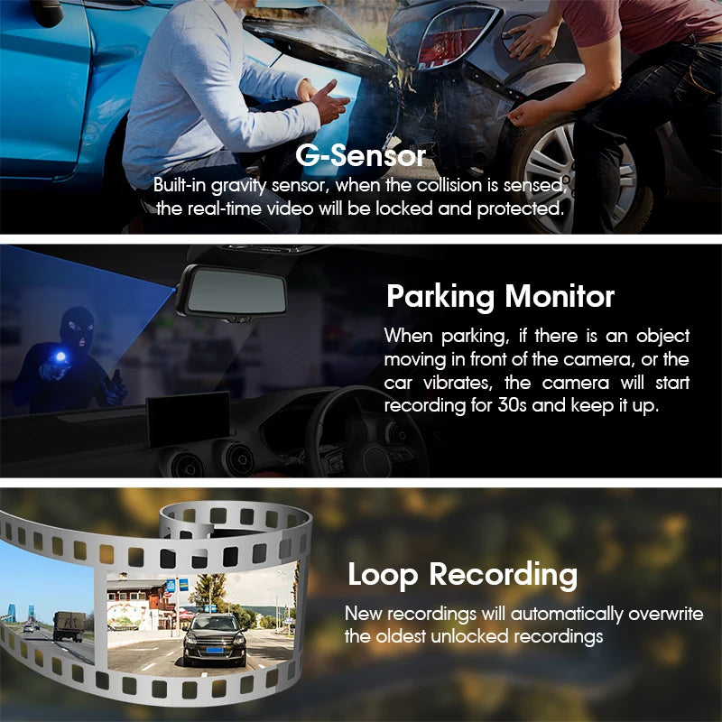 9.66" 1080P Rearview Mirror Dash Cam – WiFi, 24H Parking Mode, Front Camera Recorder