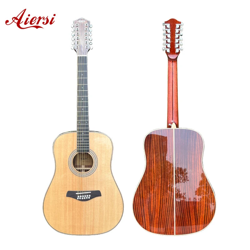 Aiersi 12-String Electric Acoustic Guitar – 41" Cutaway, Solid Spruce Top, Rosewood Body - Sidwell Sales
