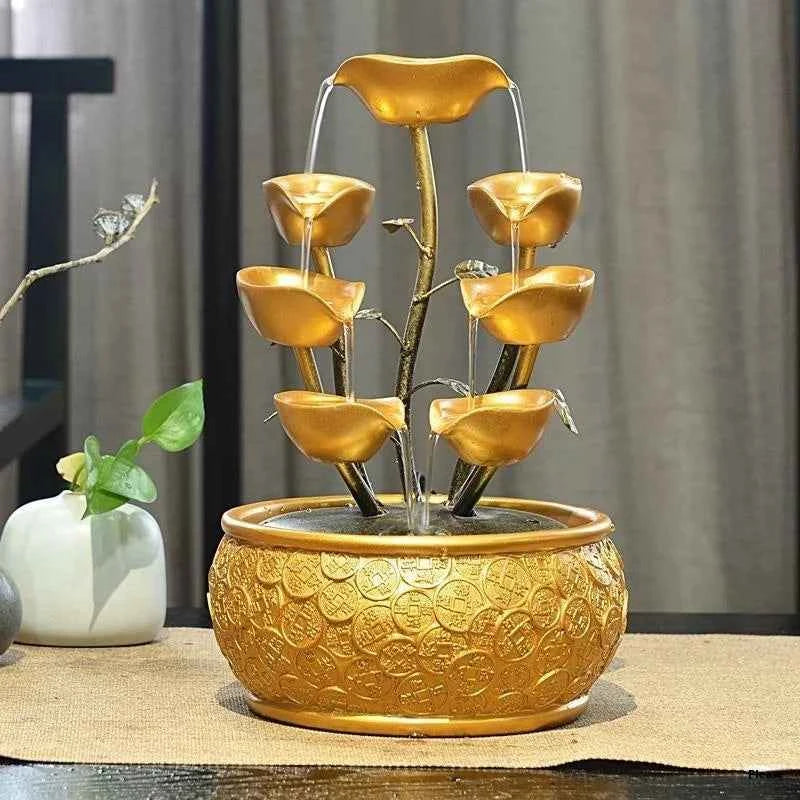 Feng Shui Water Flowing Desk Decoration Atmospheric Wealth-Making Office Bar Ornaments Opening Gifts Wheel for Home Decor